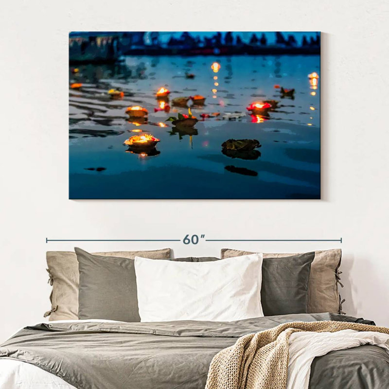 Ravi Ganges River Offerings, 34" H x 51" W