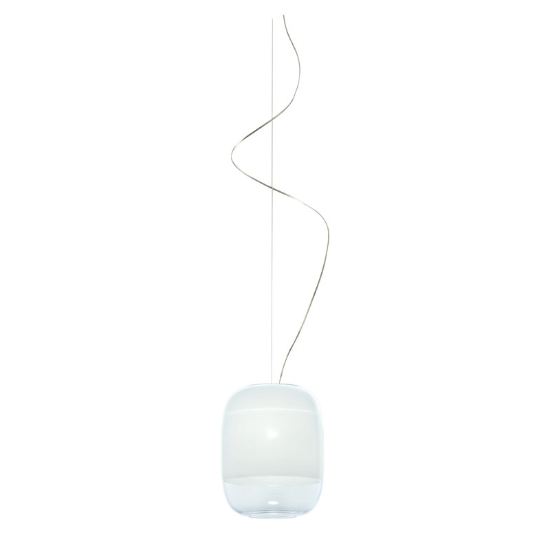 Gong 1 - Light Chrome Single Pendant, White, 200cm H x 30cm W x 30cm D