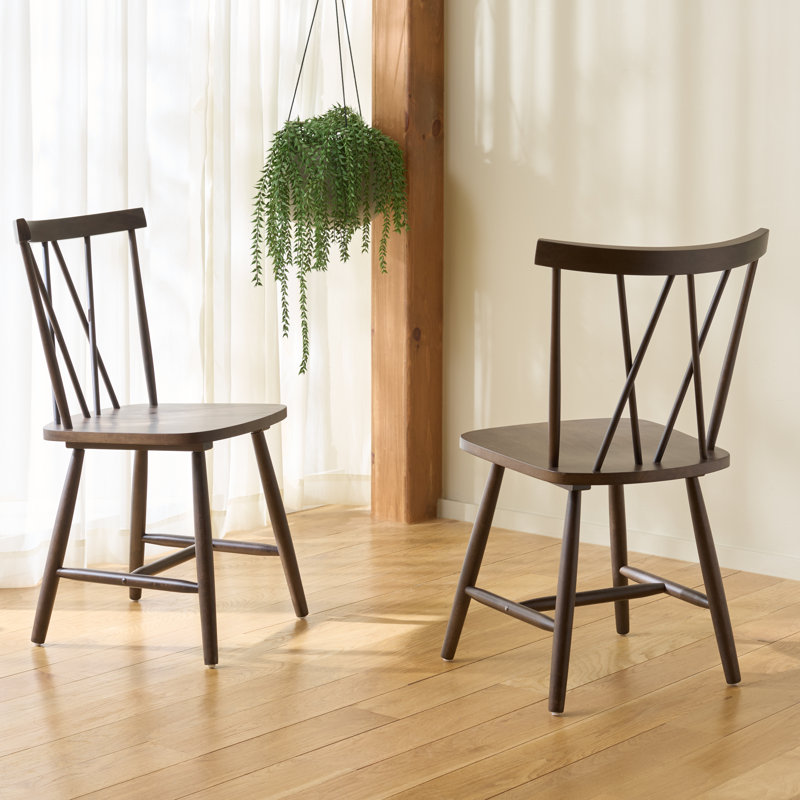 Chaise d'appoint en bois massif Jordyn, Noyer foncé