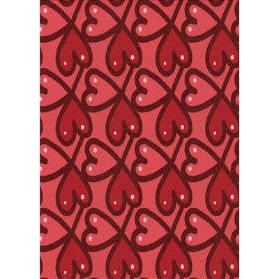 Geometric Wool Red Area Rug -  East Urban Home, 61CE1722F1EB4B23BD2AE0FD123E7712