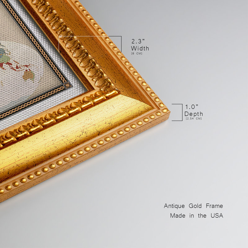 " Push Pin Map ", Vintage Gold Ii, 20" H x 30" W x 1" D