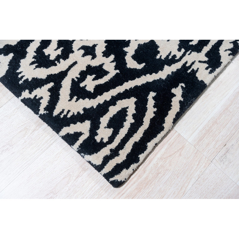 Luna Willow Black, White Hand Tufted Wool Rug