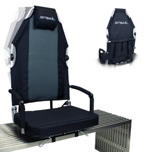 SitBax Black Padded Bleacher Seat – The Ultimate Reclining Stadium Chair with Full Back & Neck Support and 360° Swivel – Lightweight, Foldable, and Portable with Backpack Straps - Patent Pending