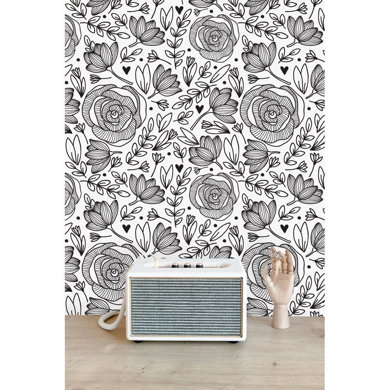 Murale peinte florale, l 25 po x L 99,96 po