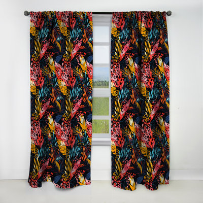 Colourful Neon Jungle Flash III - Abstract Curtain - Blackout Geometric Curtain - 1 Panels