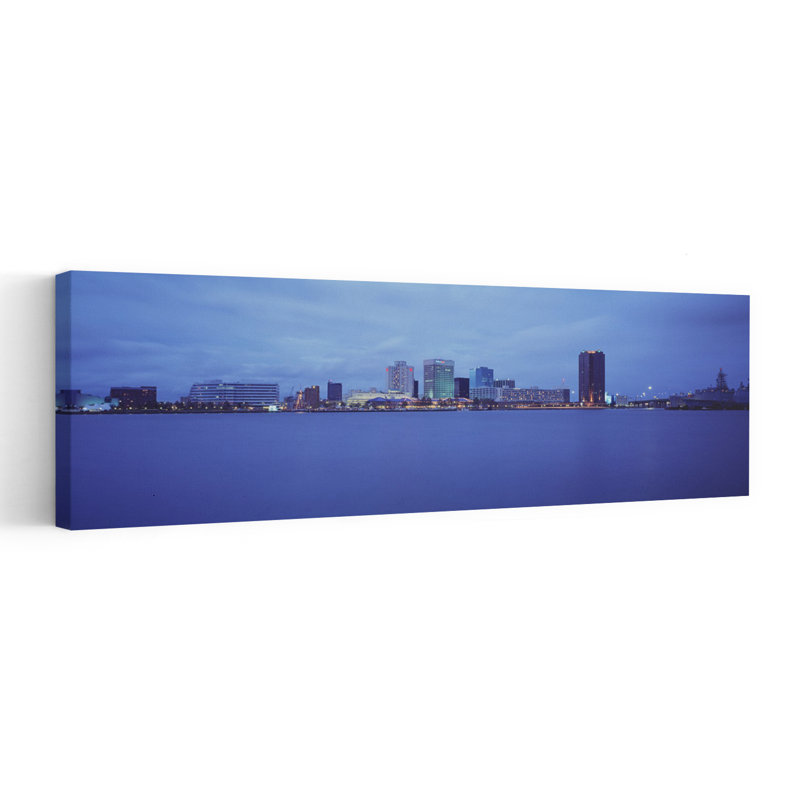 Buildings at the waterfront Norfolk Virginia USA 1 Piece Wrapped Canvas Panoramic Wall Art, 40.64 cm H x 121.92 cm W