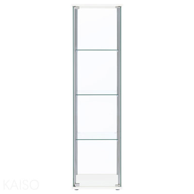 White 3-Shelf Clear Glass Curio Cabinet