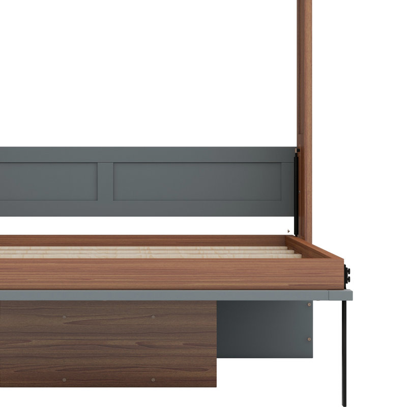 Murphy Bed With Foldable Desk – Space Saving Wall Bed, Grey