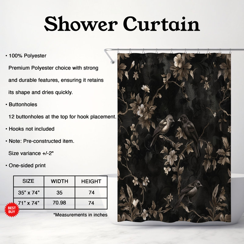Gothic Lily - Premium Shower Curtain, 74"H x 71"W