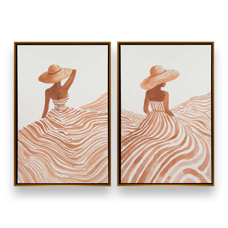 Desert Muse, ensemble de 2 impressions, 12 po x 8 po, Cadre flottant doré poli