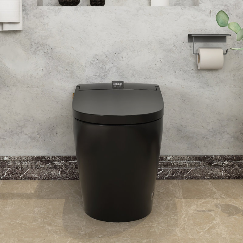 27 po X 16 po Baignoire de trempage autoportante en céramique, Noir mat