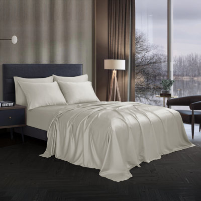 Modern Threads 6-Piece Satin Sheet Set with Deep Pocket Fitted Sheet, 4 Pillowcases, and Organizer