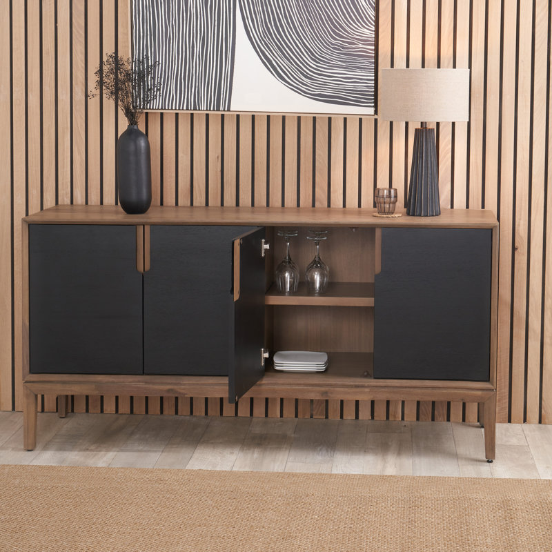 Takierra 160cm Solid Wood Sideboard, Black/Brown