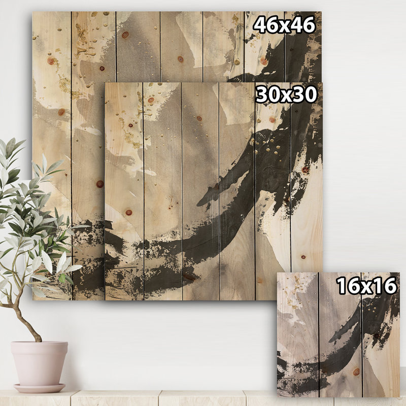 Glam Painted Arcs III - reproduction transitionnelle sur bois de pin naturel, H 30 po x l 30 po x P 1,5 po
