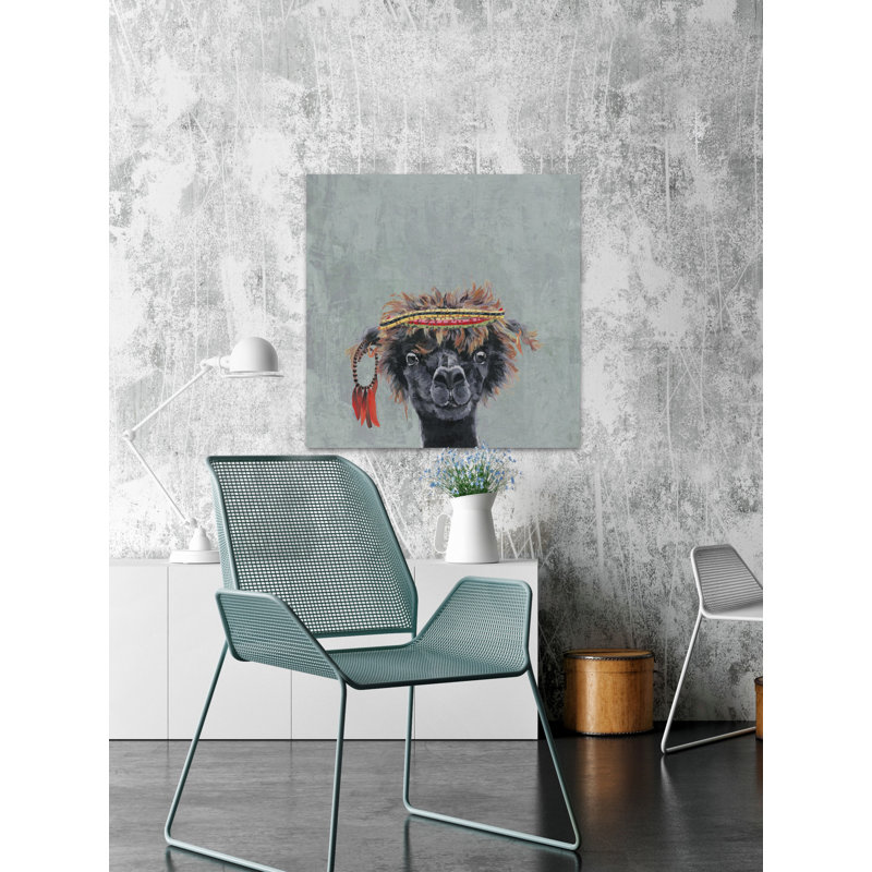 Hatten «Hippie Llama», reproduction sur toile tendue, H 24 po x l 24 po x P 1,5 po, Toile tendue