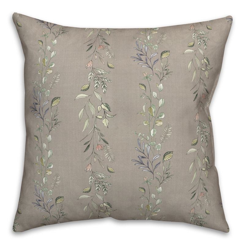 Floral Outdoor Reversible Throw Pillow, Gray