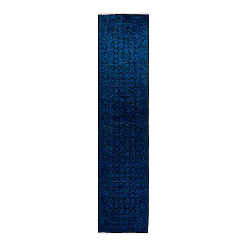 Tapis bleu noué à la main de conception unique Holsworth - bleu