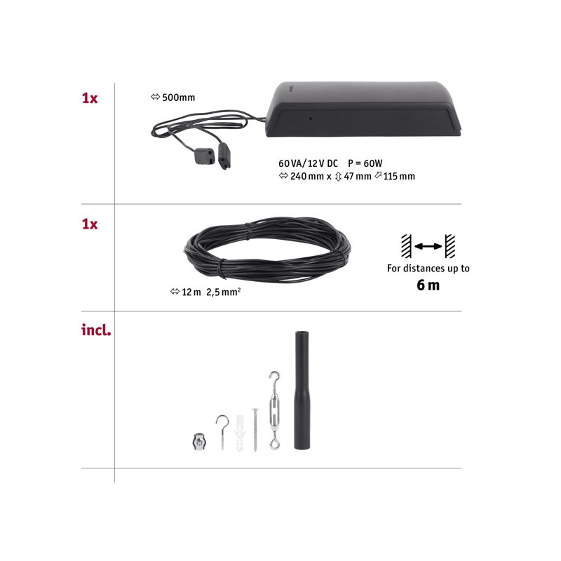 11.5cm Track Kit, Black Matt