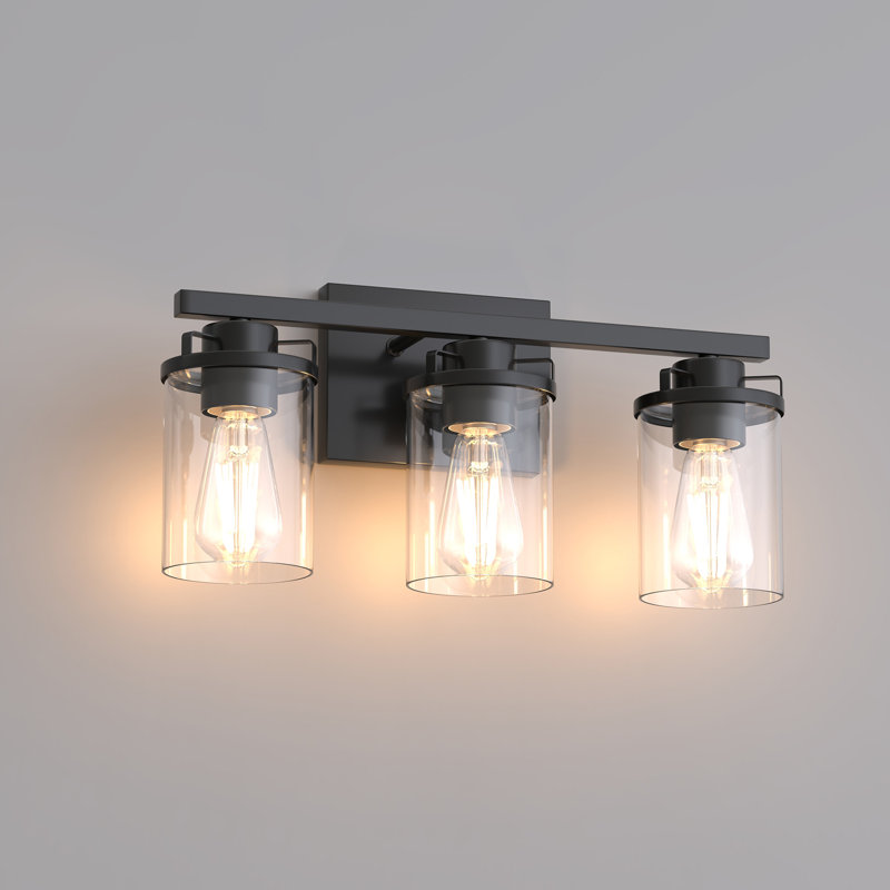 3-Light Dimmable Bathroom Vanity Light With Clear Shades
