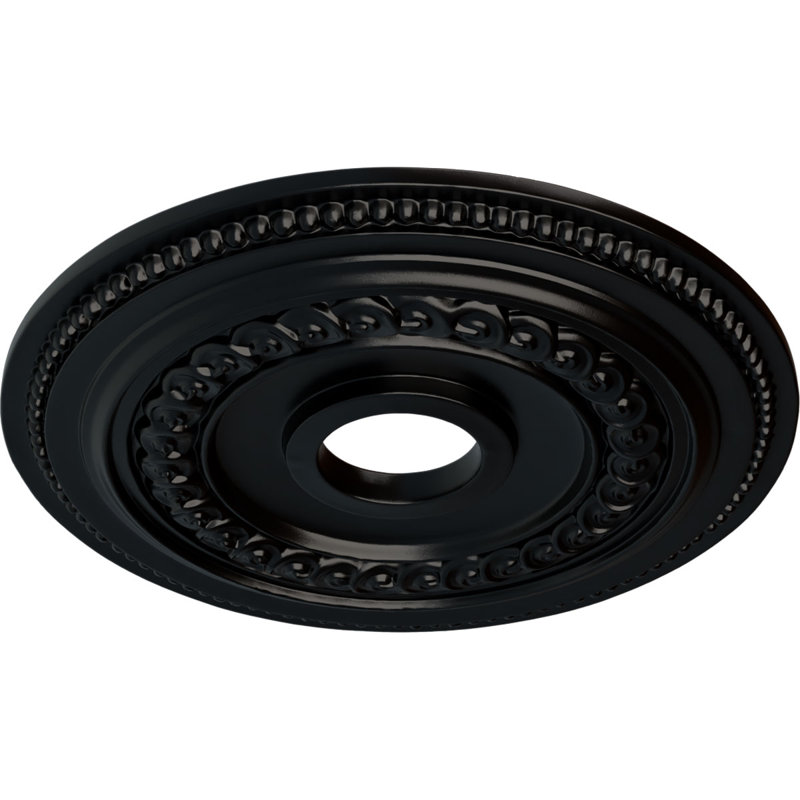 Médaillon de plafond 18 po x 3 3/8 po x P 7/8 po Oldham (convient aux auvents jusqu'à 8 5/8 po), Noir de jais