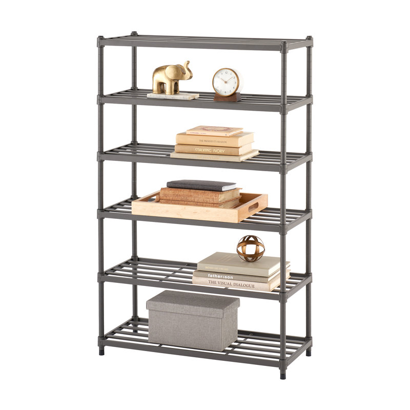 TRINITY Dark Gray 6-Tier Slat Shoe Rack