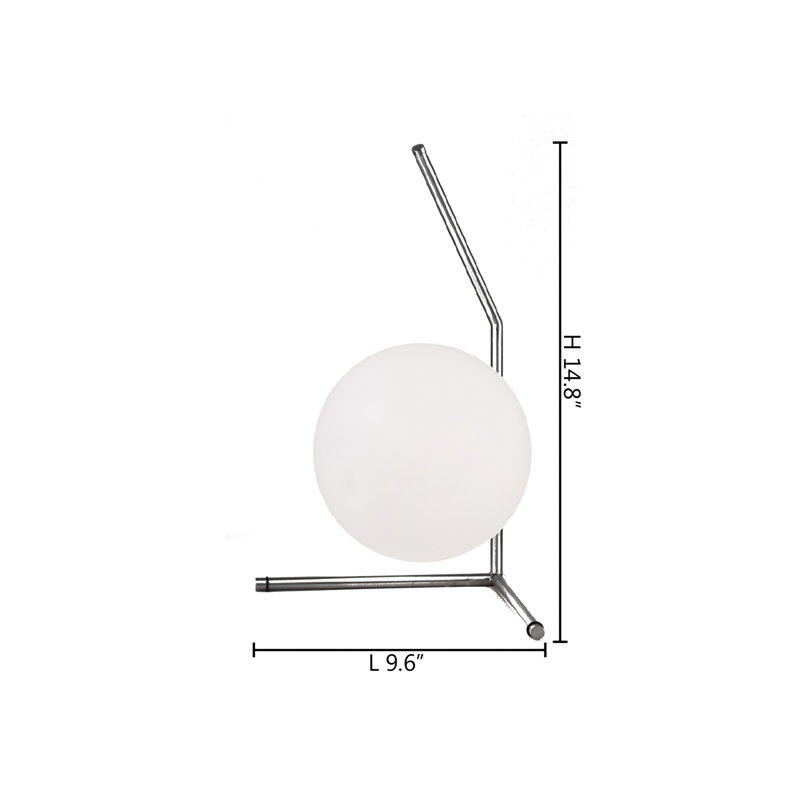 Modern 1 Light Globe Shade Table Lamp, Satin Nickel