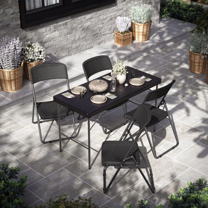 Oakden 56cm Rectangular Adjustable Folding Table with 4 Chairs