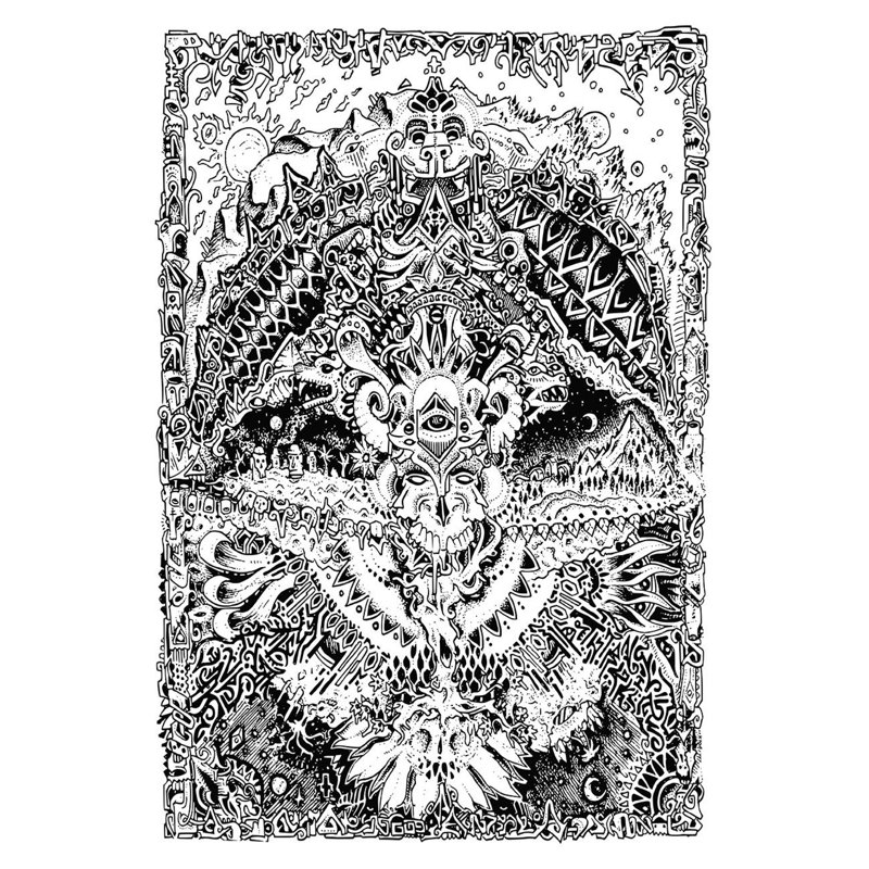 Tapisserie en coton pysch line art