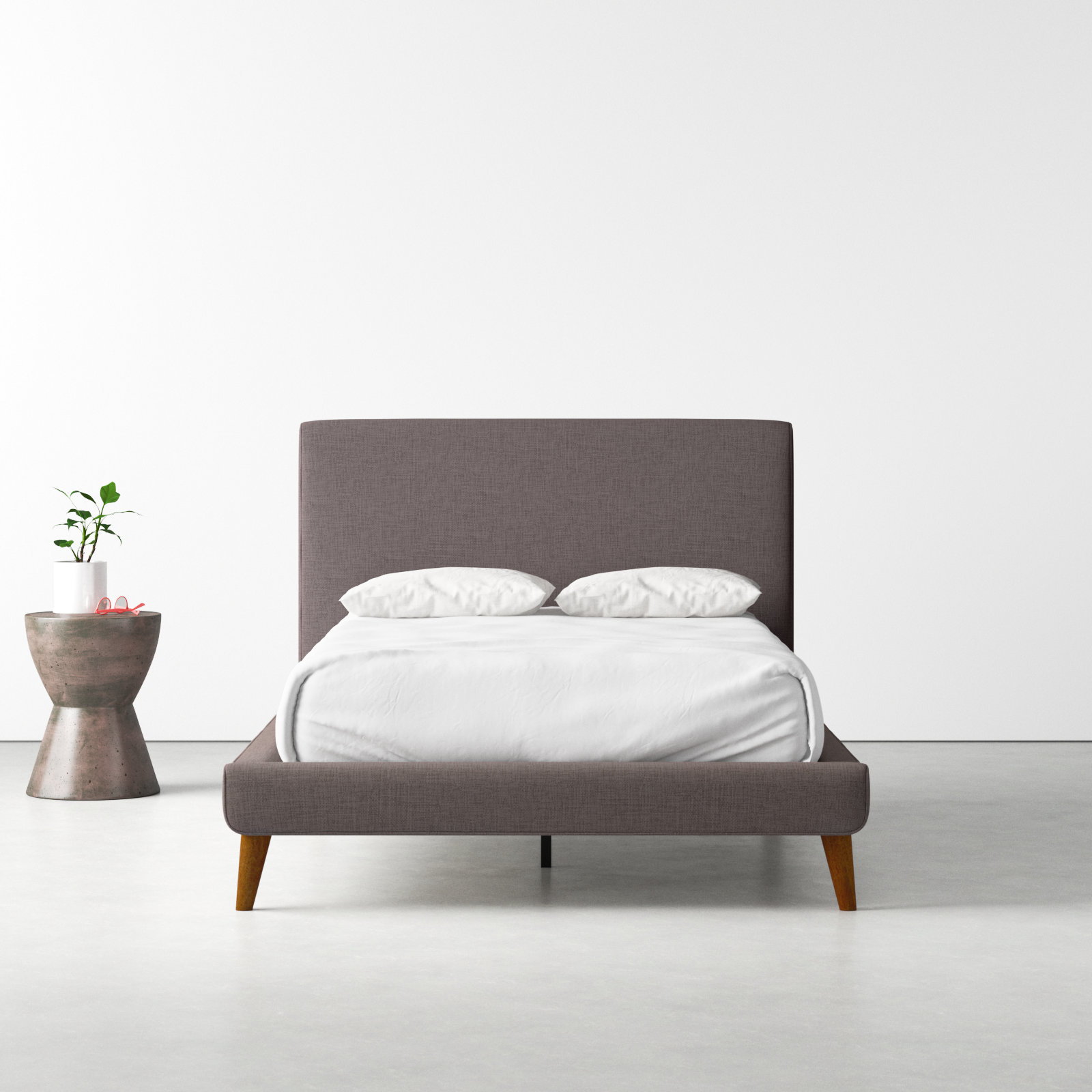 Williams Platform Bed, Full, Dark Gray Linen