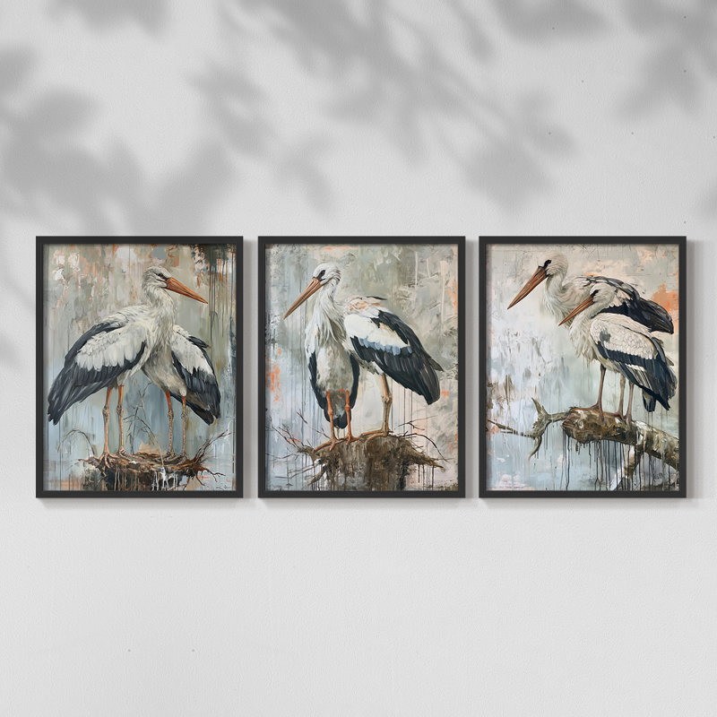 Série Sea and Shore XXXIV - Ensemble de 3 estampes numériques - Prêt à accrocher, Noir, noir, noir, noir, H 14 po x l 33 po