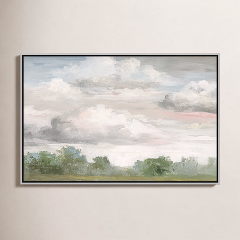 Frangia pastel matin ciel encadré sur toile par Nan, H 25,5 po x l 37,5 po x P 2 po, Cadre argenté