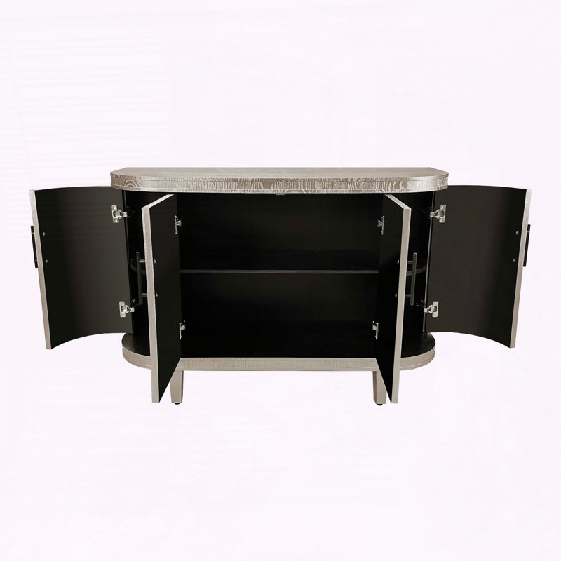 Modern Curved Sideboard with Adjustable Shelves, Champagne