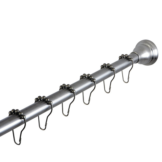 Kingston Brass Edenscape 60-Inch to 72-Inch Adjustable Shower Curtain Rod with Rings Combo, Brushed Nickel