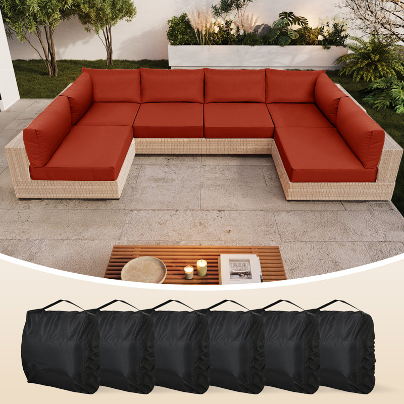 14 Piece Set Of Outdoor Replacement Cushions, For Patio Furniture, Waterproof, Stain Resistant, Fade Resistant, Heat Pressing TPU, Outdoor Olefin Fabric, Suitable For 6-Seater Sofa Cushions
