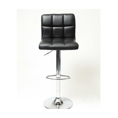 2pcs Black Faux Leather Hydraulic Stools, Adjustable, 360° Swivel, Chromed Base And Footrest, Provides Comfortable Seating Bar Black, 360 Degree With Meets Diverse Needs