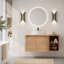 Meuble-lavabo mural 42 po avec lavabo d'art en céramique et 1 tablette de rangement, 2 portes à fermeture douce, emballage KD, contreplaqué