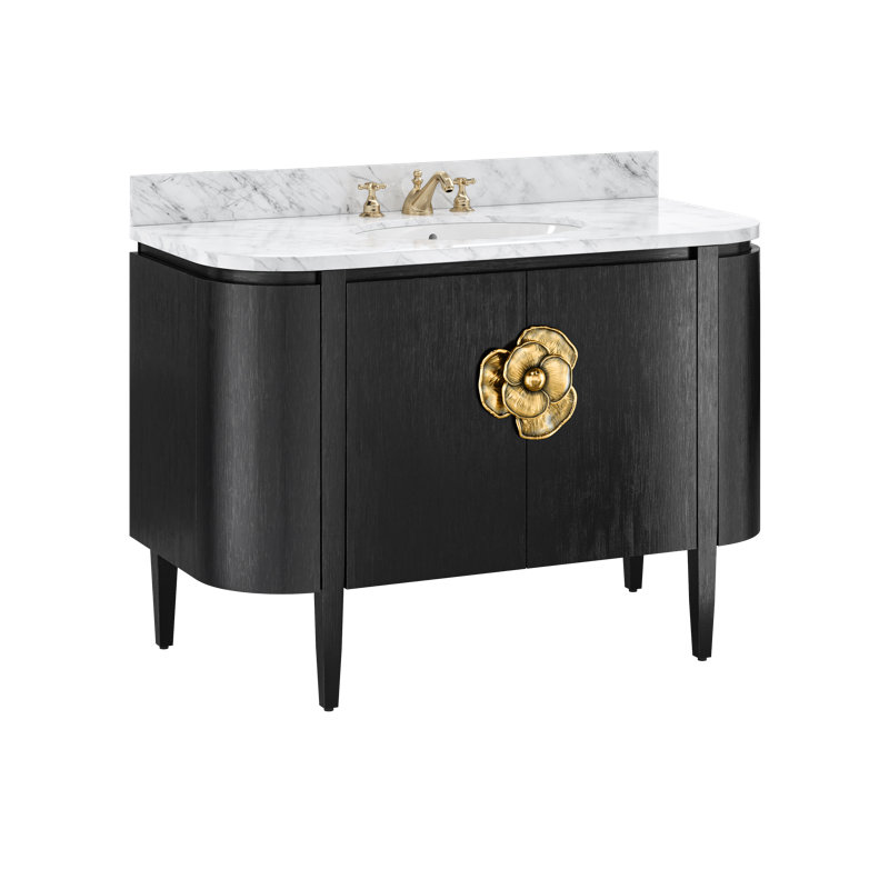 Briallen White 48" Vanity with Undermount Sink, Caviar Black
