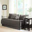 Housse de lit de jour réversible - gris foncé, 6 pièces, rembourrage en coton, pour matelas simple, livrée avec housse, taies décoratives, coussin décoratif 6 rembourrage gris, taille appropriée, comprend-127323185