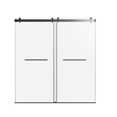 56-60 Inches *76 And 68-72 Inches *76 Inches Frameless Double Sliding Shower Door
