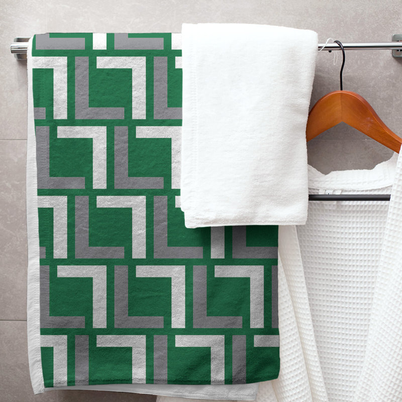 Bath Towel, Green/Silver/White