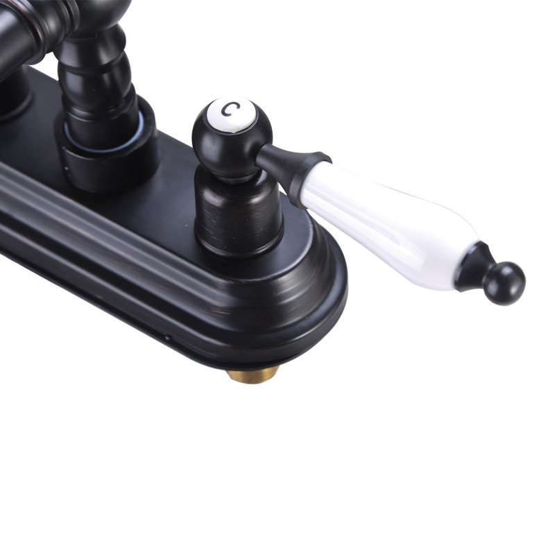 Classic 4-Inch Centerset Bathroom Sink Faucet in Matte Black with Dual Lever Handles, Black
