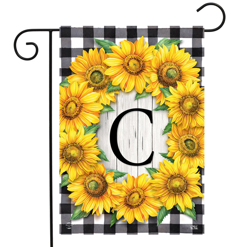 Drapeau de jardin tournesols monogramme C