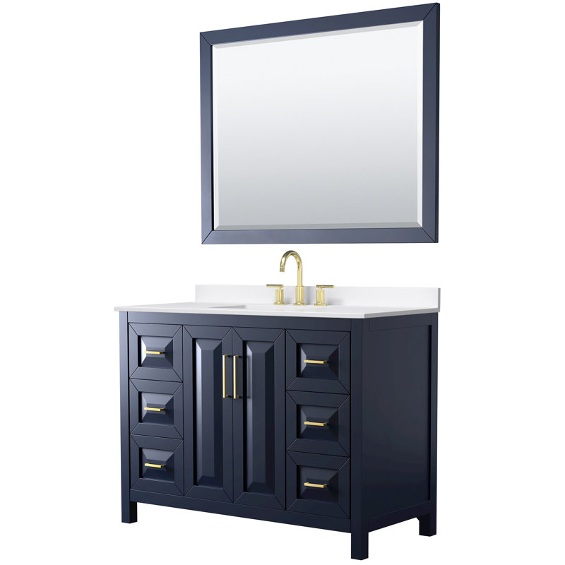 Daria 48'' W Vanity, Blue, Brushed Gold, Giotto Quartz