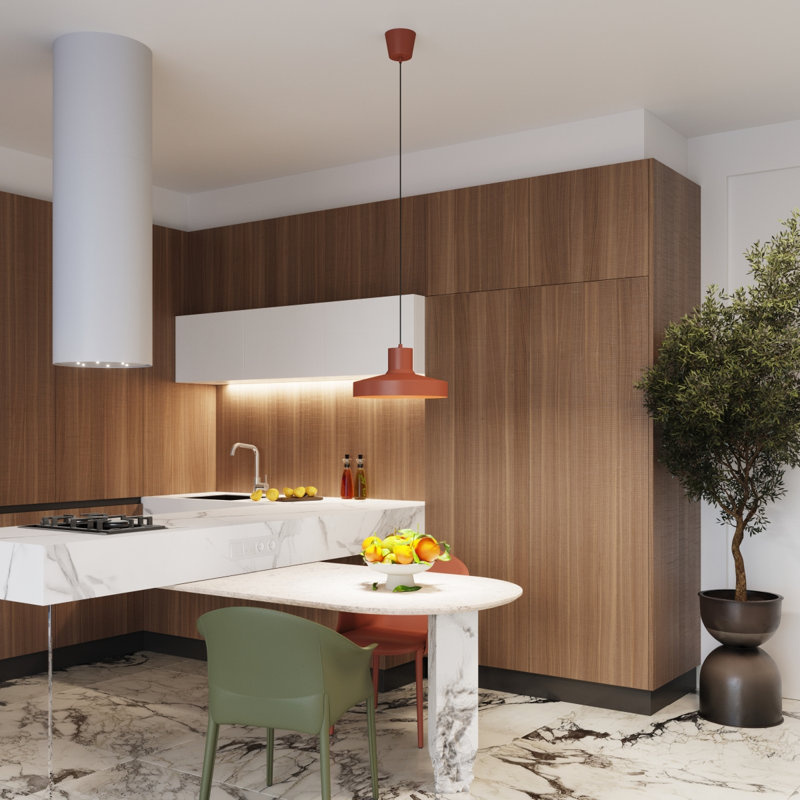 1 - Light Stainless Steel Pendant, Red