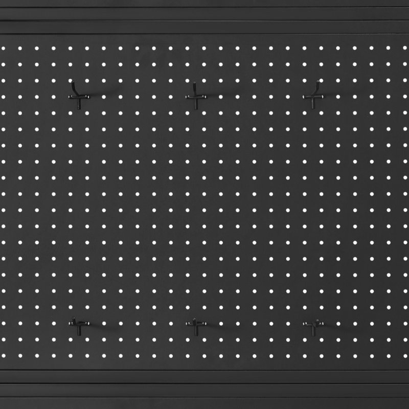 Free Standing Pegboard Display Rack With Wheel, Matte Black