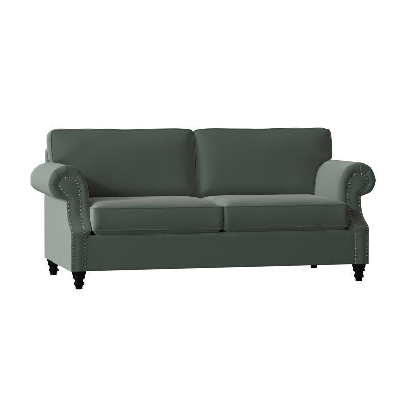 Canapé standard à accoudoirs roulés 84 po Fontana, Standard, Velours gris anthracite, Noir