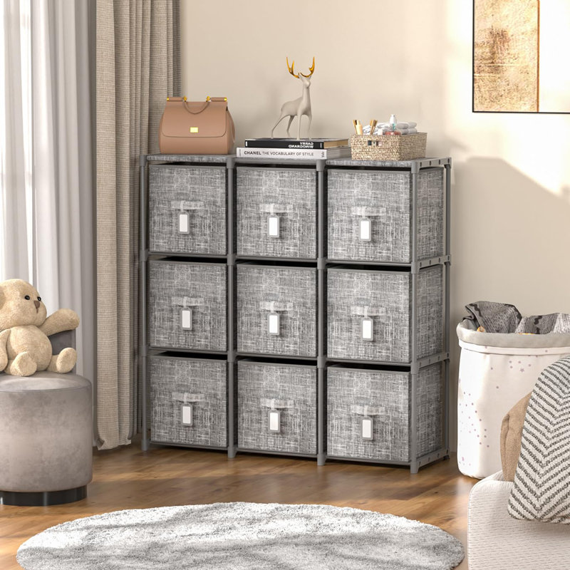 Organisateur de garde-robe 9 cubes, Gris