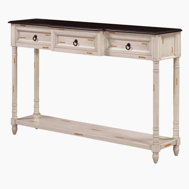 Table console avec tiroirs pour l'entrée, la table d'entrée, la table d'entrée, Beige/Espresso