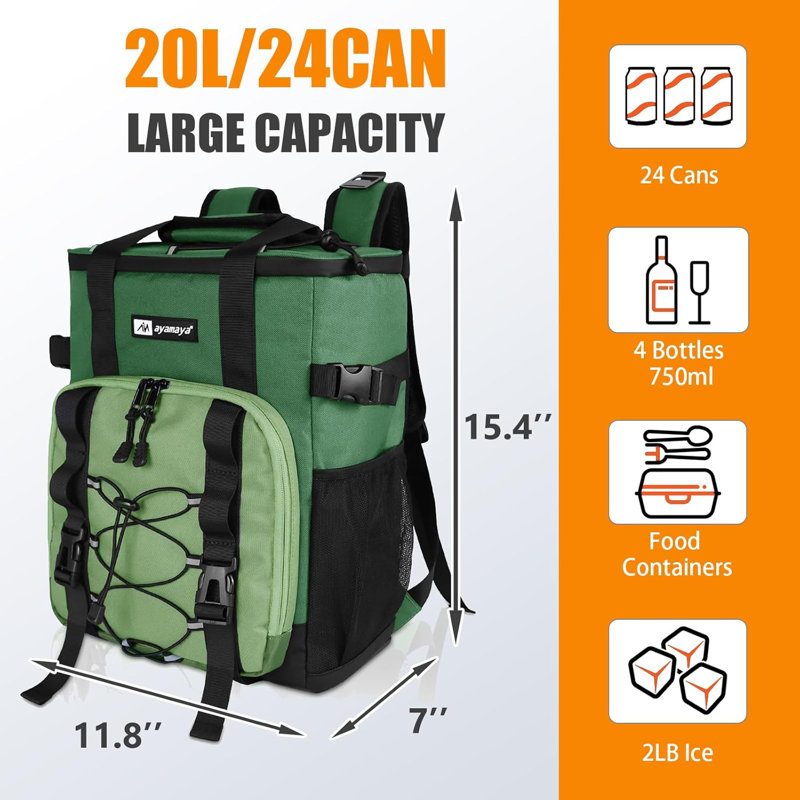 Boîte à lunch 24 po avec sac isotherme et étui souple avec poignée, 	Vert
