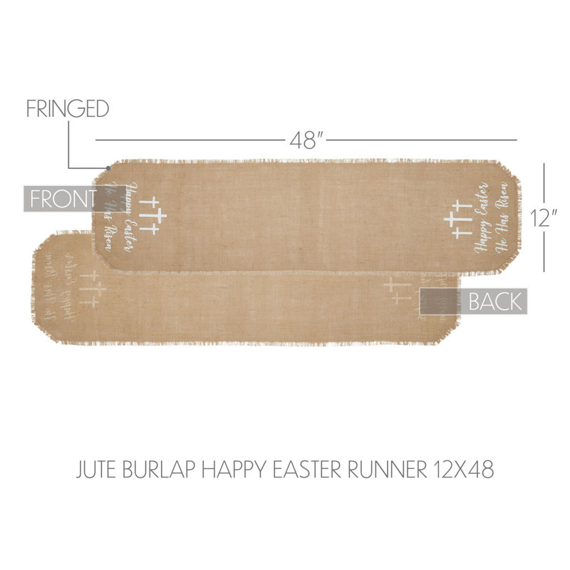Celebrate Grace Jute Burlap Happy Easter Runner, 48" Rectangle
